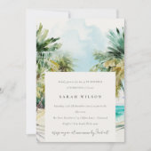 Invitation Plage tropicale aquarelle Palm Tree Anniversaire (Devant)