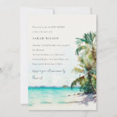 Invitation Plage tropicale aquarelle Palm Tree Baby shower (Devant)