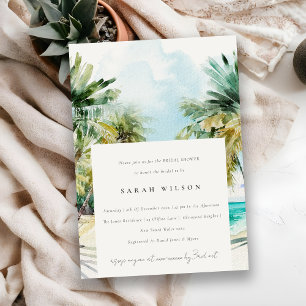 Invitation Plage tropicale aquarelle Palm Tree Fête des marié