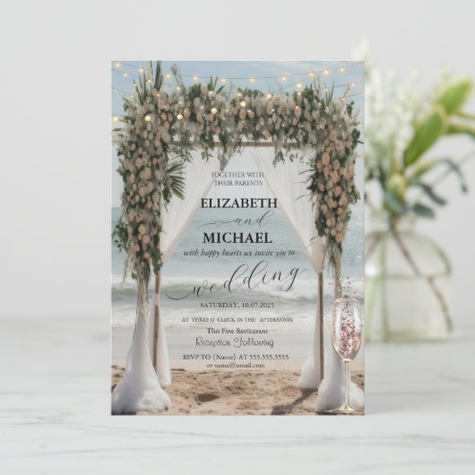 Invitation Plage tropicale Arbor floral (Debout devant)