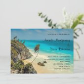 Invitation Plage tropicale avec Mariage de palmiers balayés p (Debout devant)