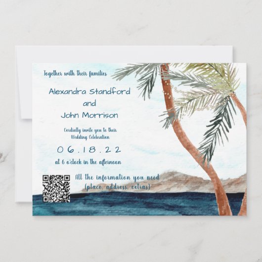 Invitation Plage tropicale avec Mariage lumineux (Devant)