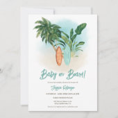 Invitation Plage tropicale Bébé à bord baby shower de surf (Devant)