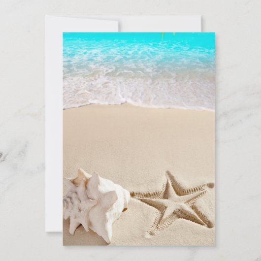 Invitation Plage tropicale, Bord de mer, Fiançailles de coqui (Dos)