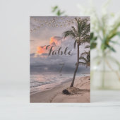 Invitation Plage Tropicale,Carte de Table Palmier (Debout devant)