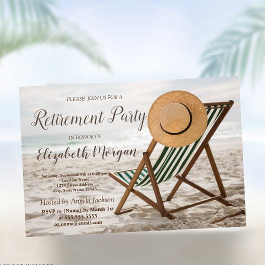 Invitation Plage Tropicale, Chaise Fête de retraite