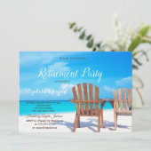 Invitation Plage tropicale, Chaises en bois Parti de retraite (Debout devant)