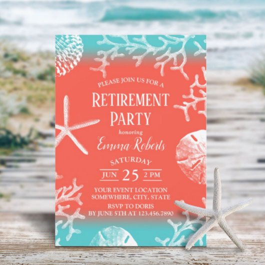 Invitation Plage tropicale Coral Reef Starfish Retraite