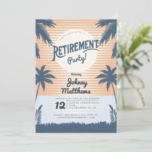 Invitation plage tropicale coucher de soleil (Debout devant)