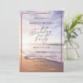 Invitation Plage tropicale coucher de soleil Anniversaire Fêt (Debout devant)