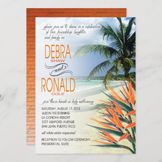 Invitation Plage tropicale Debra Emerald Waters| APPARTEMENT  (Devant / Derrière)