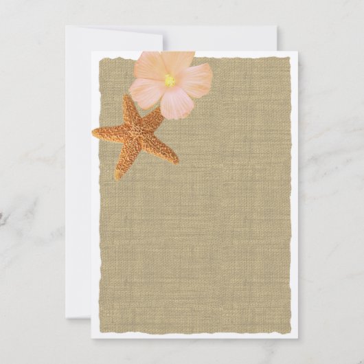 Invitation Plage tropicale Déjeuner nuptial rustique (Dos)