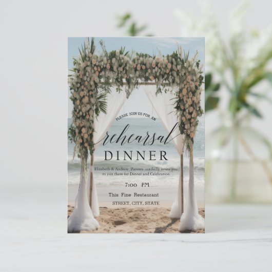 Invitation Plage tropicale Dîner de répétition (Debout devant)