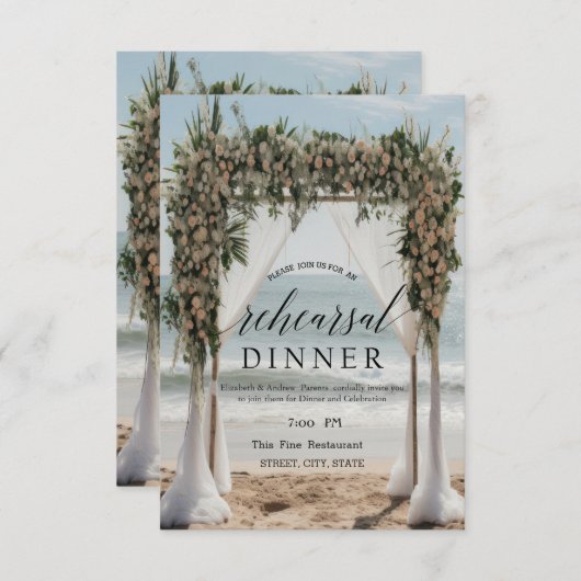 Invitation Plage tropicale Dîner de répétition (Devant / Derrière)