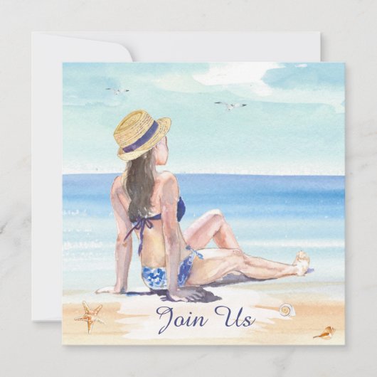 Invitation *~* Plage tropicale DIY AR29 Générique POUR TOUT É (Devant)