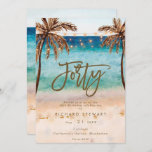 Invitation plage tropicale été fête de 40e anniversaire<br><div class="desc">Une belle plage tropicale sur le thème de 40ème anniversaire invitation avec palmiers et lampes à cordes et à l'envers assorti. Facile à modifier ou à supprimer les champs de texte disponibles pour personnaliser les informations avec vos propres détails pour une finition professionnelle et personnalisée. Les éléments correspondants sont disponibles...</div>