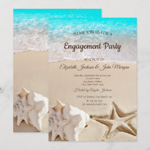 Invitation Plage Tropicale, Étoile de Mer, Fiançailles Coquil