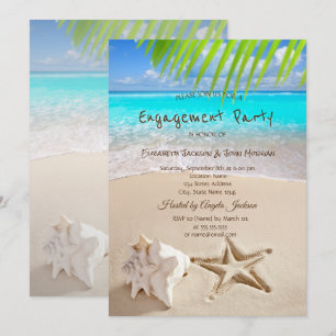 Invitation Plage Tropicale, Étoile de Mer, Fiançailles Coquil