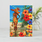 Invitation Plage tropicale Fabuleux 50 anniversaire Hibiscus (Debout devant)