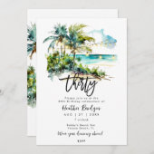 Invitation Plage tropicale fête du 30e anniversaire (Devant / Derrière)