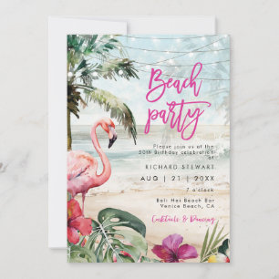 Invitation plage tropicale flamingo
