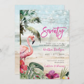 Invitation plage tropicale flamingo 70e anniversaire (Devant / Derrière)