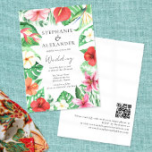 Invitation Plage tropicale Floral QR Code Mariage