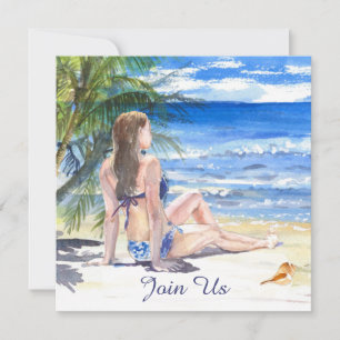 Invitation *~ Plage Tropicale Générique AR29 TOUTE SOIRÉE Fêt