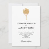 Invitation Plage tropicale Gold Palm Tree Destination Mariage (Devant)