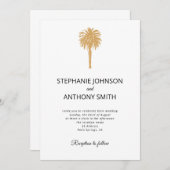 Invitation Plage tropicale Gold Palm Tree Destination Mariage (Devant / Derrière)