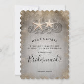 Invitation Plage Tropicale Gold Starfish Bridesmaid Propositi (Devant)
