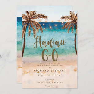 Invitation plage tropicale hawaii 6 0 60e anniversaire