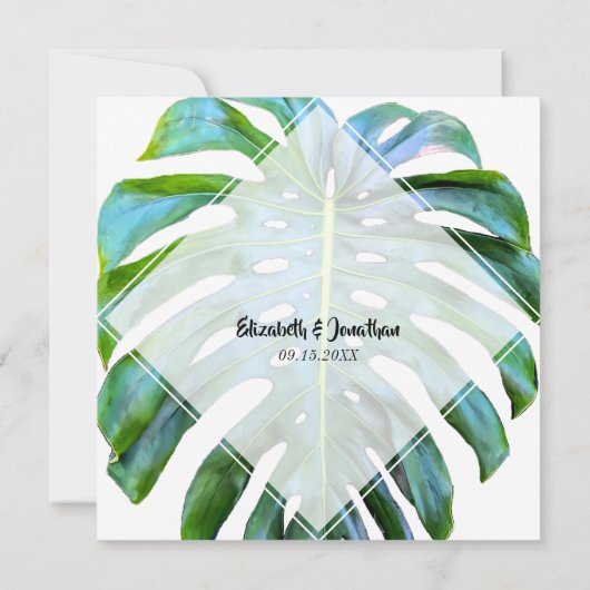 Invitation Plage tropicale Hawaii Mariage Monstera Leaf (Dos)
