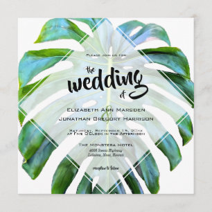 Invitation Plage tropicale Hawaii Mariage Monstera Leaf