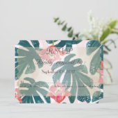 Invitation Plage tropicale Hibiskus Palm Feuille RSVP (Debout devant)