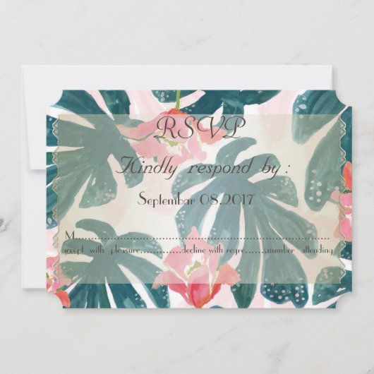 Invitation Plage tropicale Hibiskus Palm Feuille RSVP (Devant)