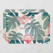 Invitation Plage tropicale Hibiskus Palm Feuille RSVP (Devant / Derrière)