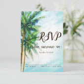 Invitation Plage Tropicale,Invitation RSVP Palmiers (Debout devant)
