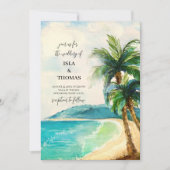 Invitation Plage tropicale lagon Palm Paradise Mariage (Devant)