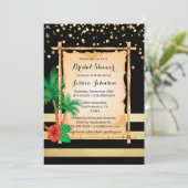 Invitation Plage tropicale Luau Fête des mariées d'or noir (Debout devant)