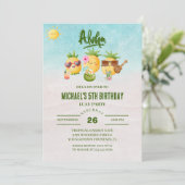 Invitation Plage tropicale Luau Pineapple Anniversaire (Debout devant)