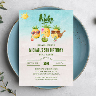 Invitation Plage tropicale Luau Pineapple Anniversaire
