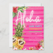 Invitation Plage tropicale Luau Pineapple Beach Rose Girl Ann (Devant)