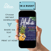 Invitation Plage tropicale Luau Pineapple Boy Blue Anniversai