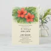 Invitation Plage tropicale Mariage d'Hibiscus hawaïen (Debout devant)