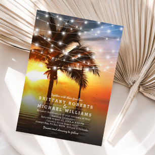Invitation Plage tropicale Mariage romantique coucher de sole