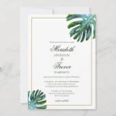 Invitation Plage tropicale Monstera Leaf Gold Mariage élégant (Devant)