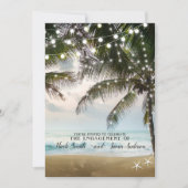 Invitation Plage tropicale Océan Palm Trees Lumières Fiançail (Devant)