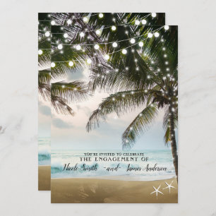 Invitation Plage tropicale Océan Palm Trees Lumières Fiançail