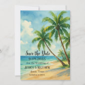 Invitation Plage tropicale Palm Tree Mariage (Devant)